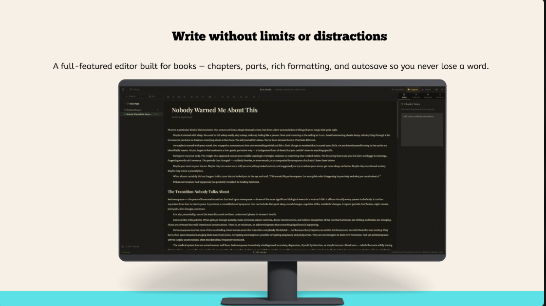 Archivia Book Organization — Organize your book into Parts and Chapters with drag-and-drop reordering