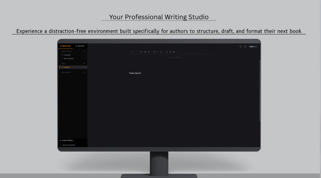 BookForge Writing Interface